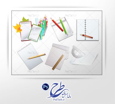 فایل لایه باز کاغذ و مداد رنگی کودکانه